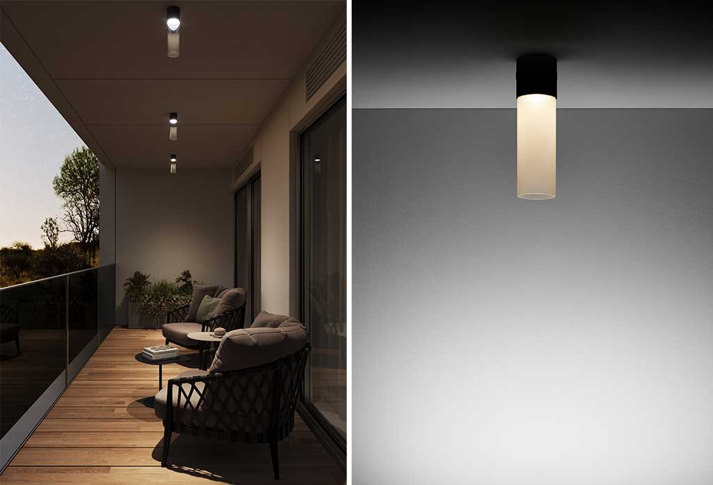 lampada da soffitto per esterno cilindrica paralume vetro opaco