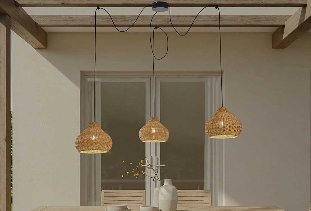 lampade sospese in rattan per esterno