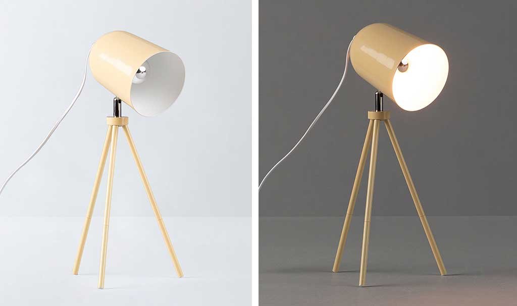 lampada treppiedi metallo tavolo