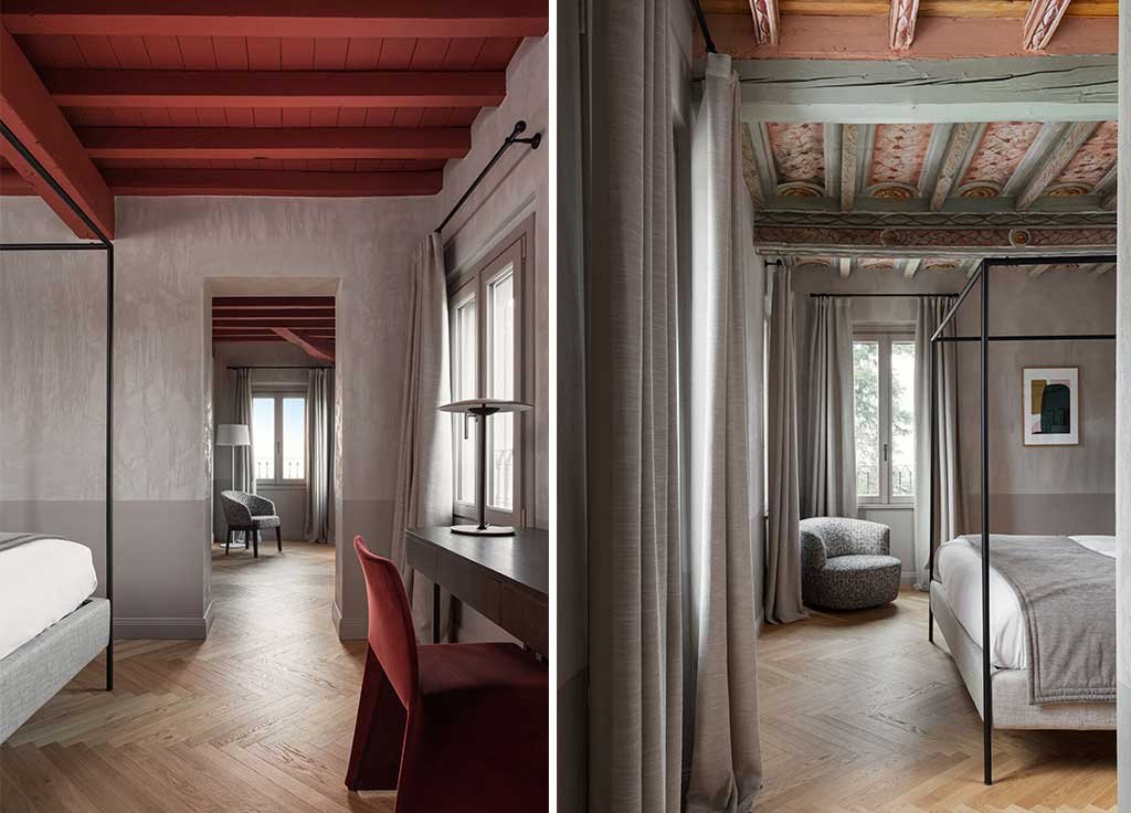 letto baldacchino moderno villa antica