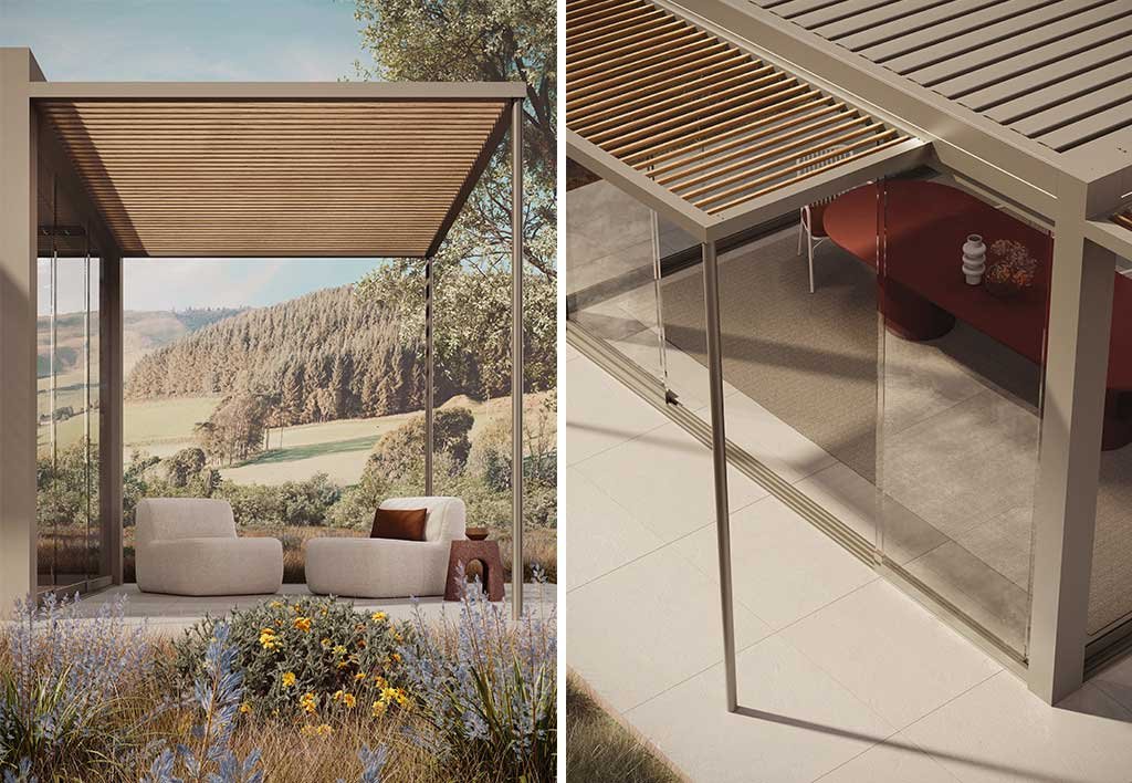 pergola bioclimatica addossata parete