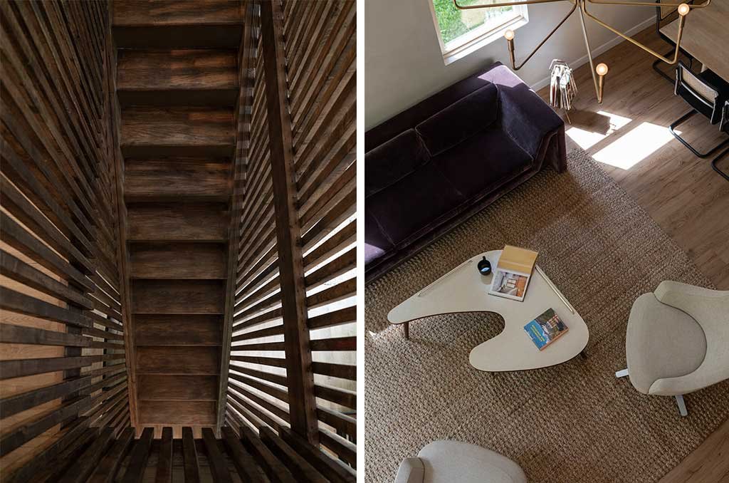 scala legno e vista living