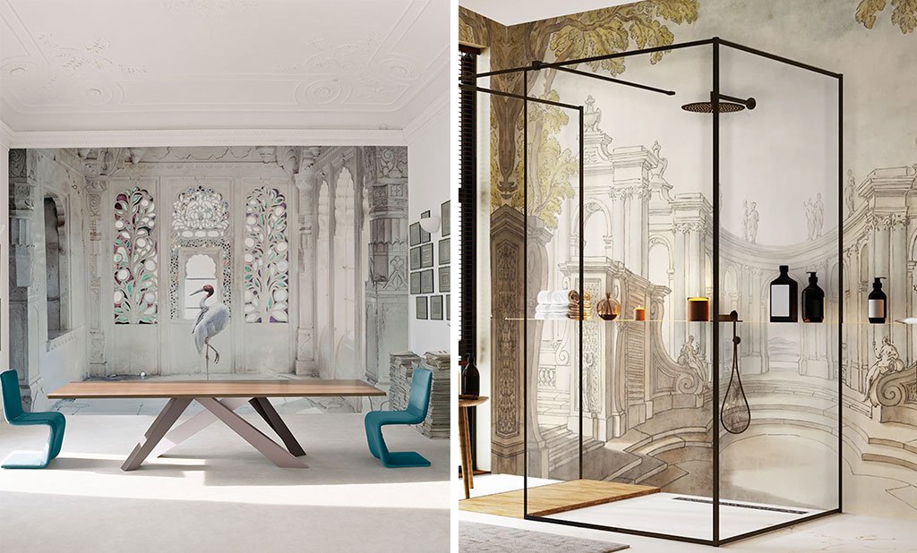 wallpaper living e bagno