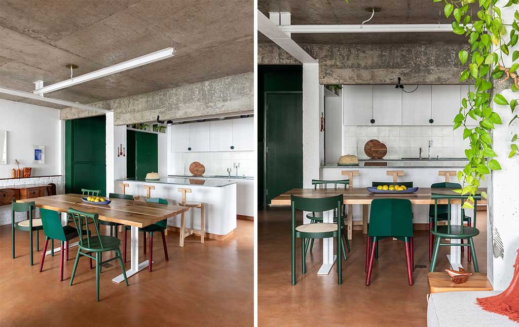 tavolo legno sedie verdi tutte spaiate