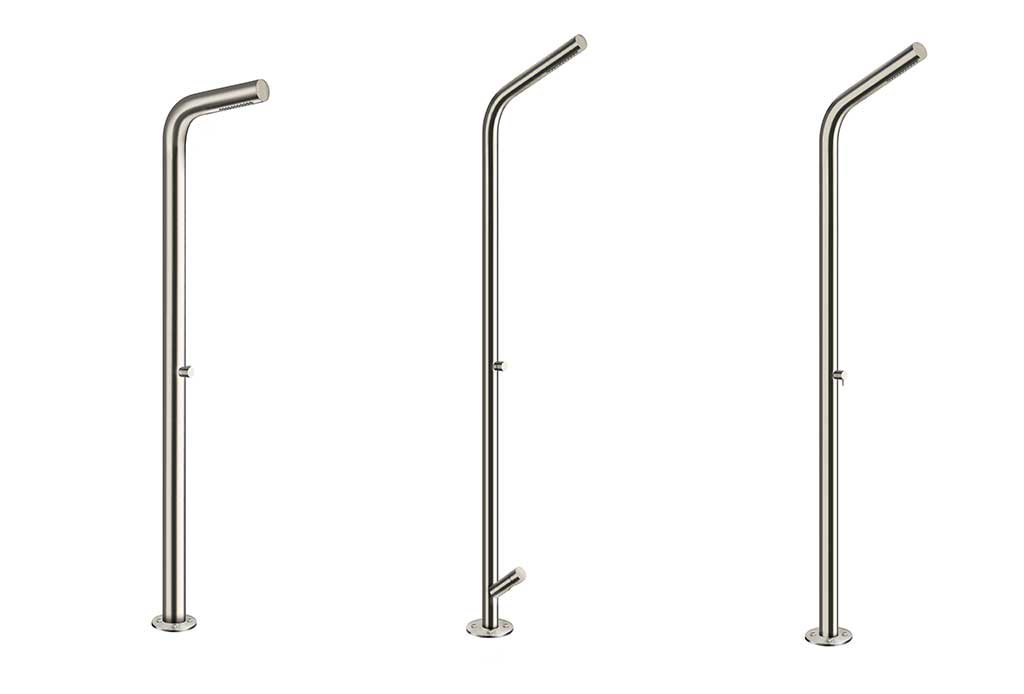 tre modelli doccia esterno acciaio inox