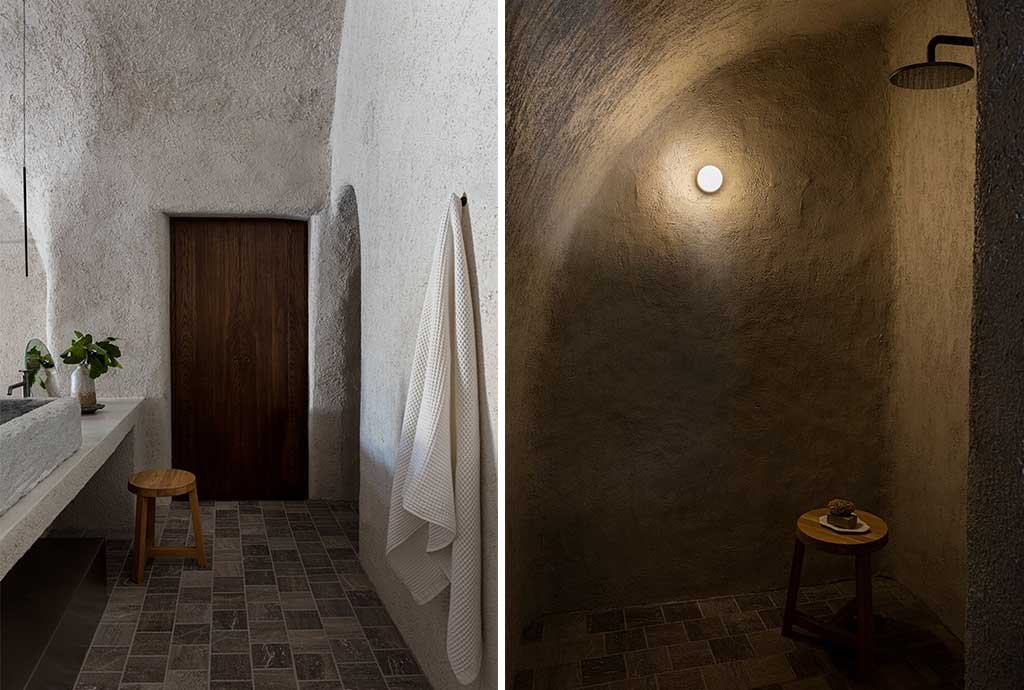 bagno casa grecia piani lavabo cemento doccia pietra