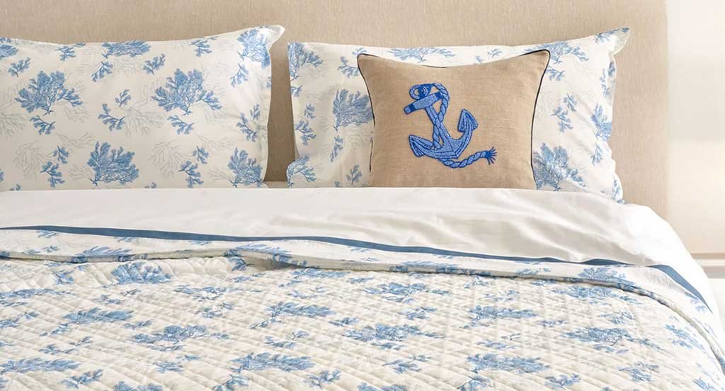 lenzuola matrimoniali percalle cotone grafica blu