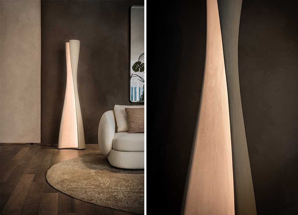 lampada da terra realizzata a mano in argilla 
