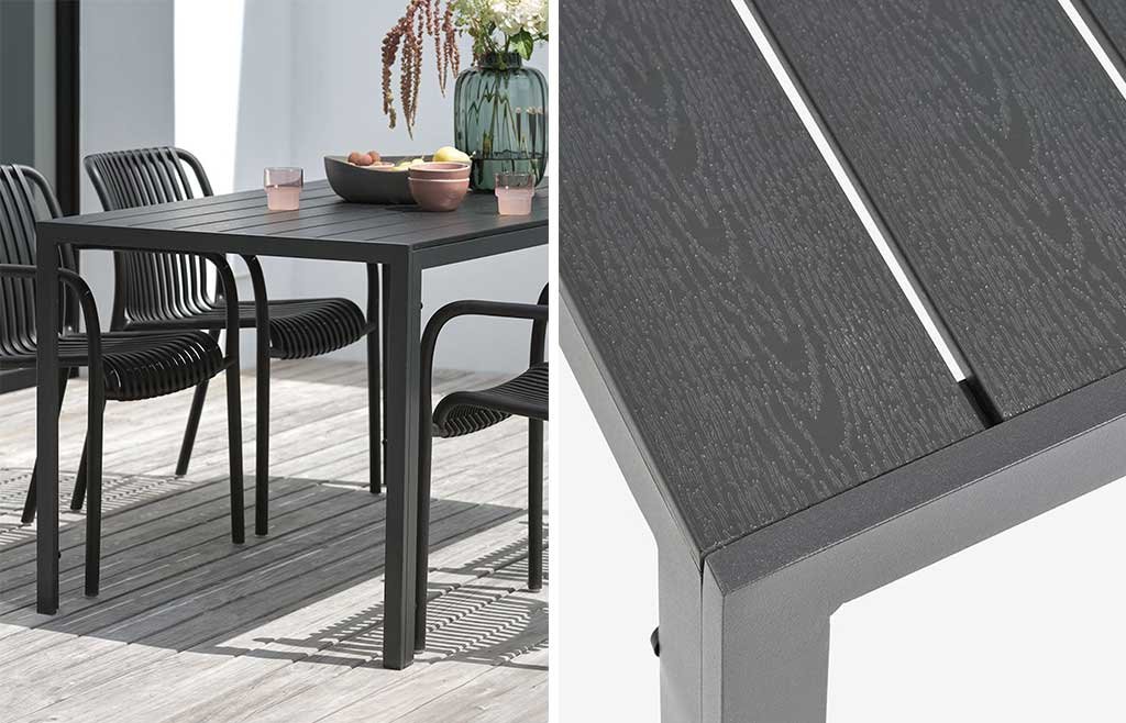 tavolo-esterno-alluminio e piano legno artificiale