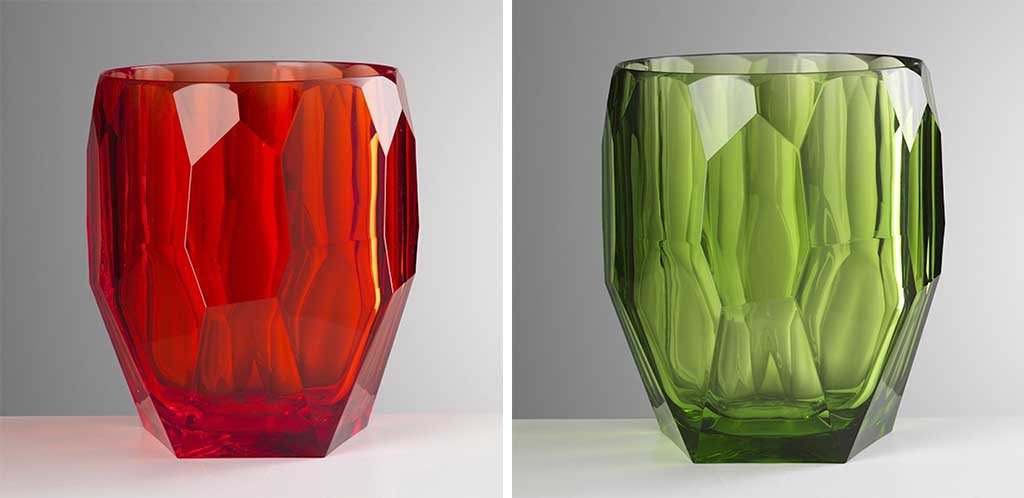 porta-bottiglie-cristallo-sintetico rosso e verde