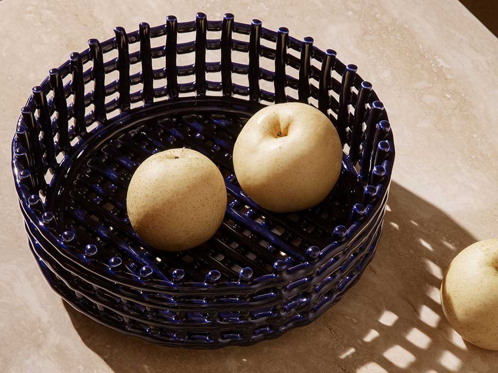 fruttiera-ceramica-blu-intreccio