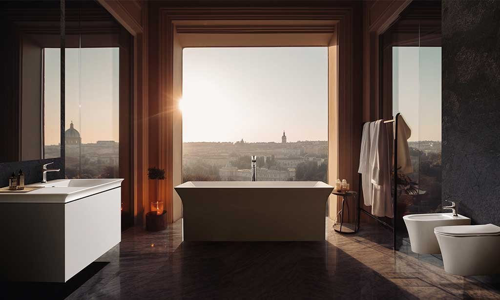 vasca freestanding rettangolare geometrie complesse