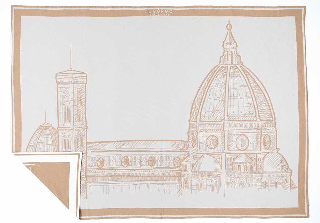 coperta cashmere stampa duomo fatta a mano