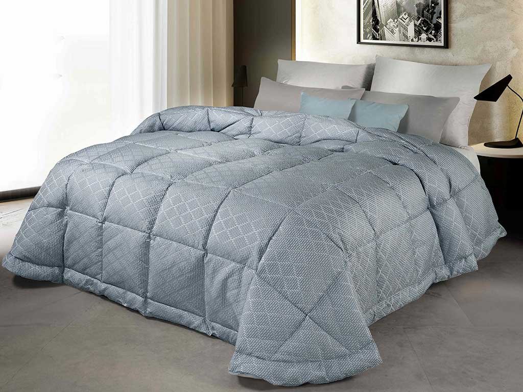 trapunta tonalità azzurro con rombi serigrafia