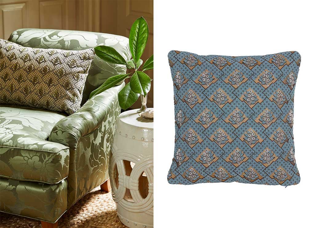 cuscino piuma naturale con rivestimento tessuto velluto epoca