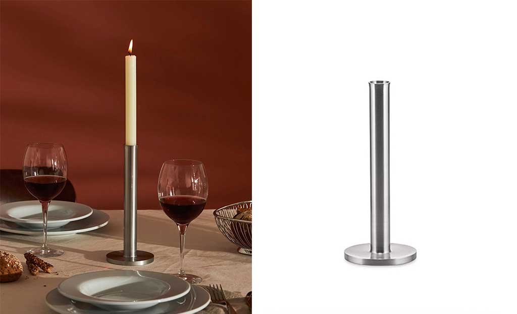 porta candela acciaio design