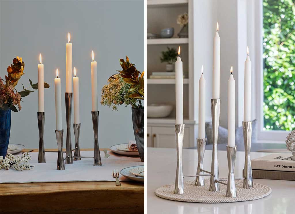 candelabro centrotavola 5 posti finitura argento