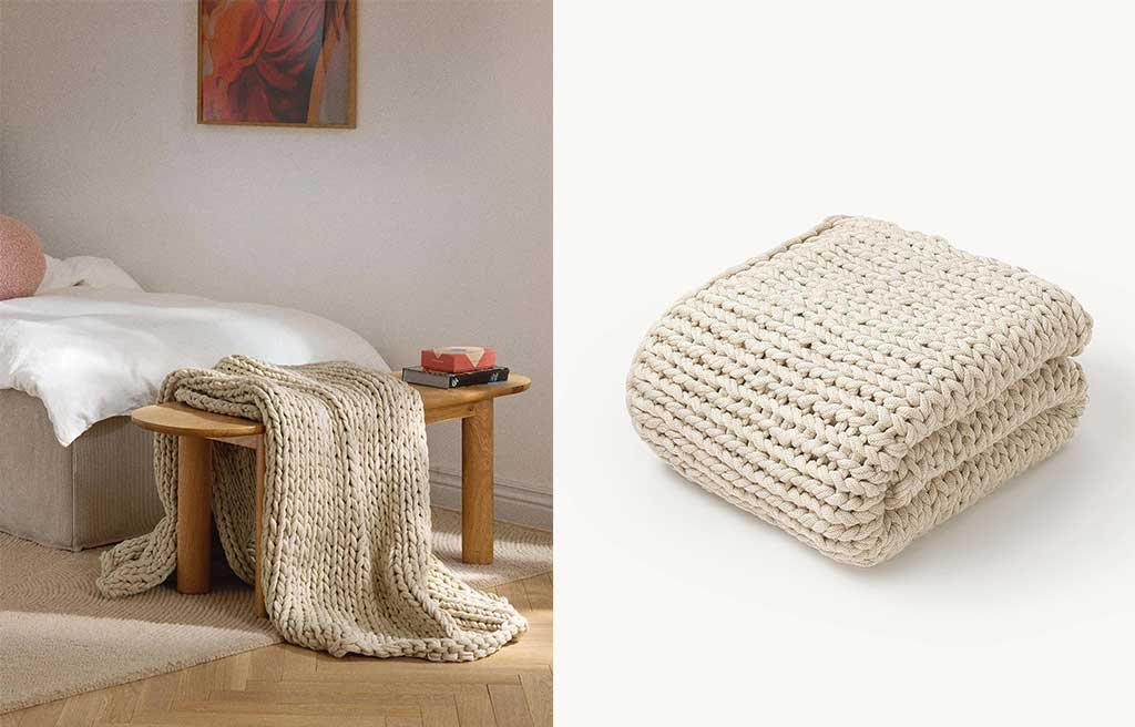 coperta-a-maglia-grossa-fatta-a-mano in sintetico