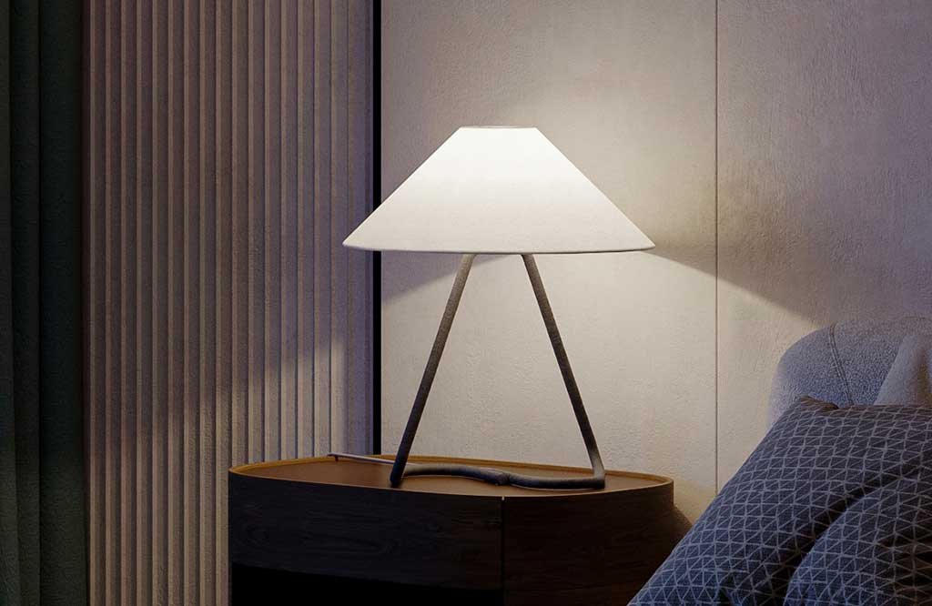 lampada tavolo struttura rivestita in corda