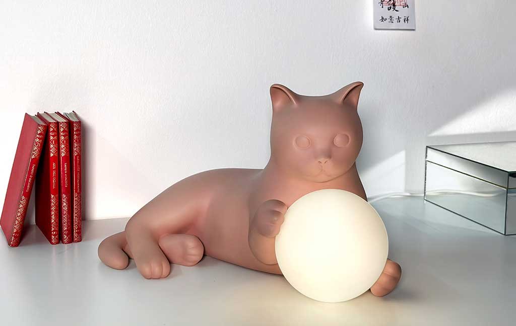 lampada tavolo forma gatto palla luminosa