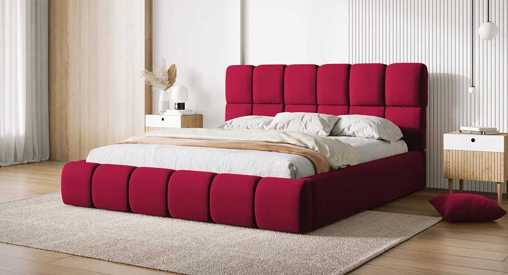 letto imbottito rosso matrimoniale