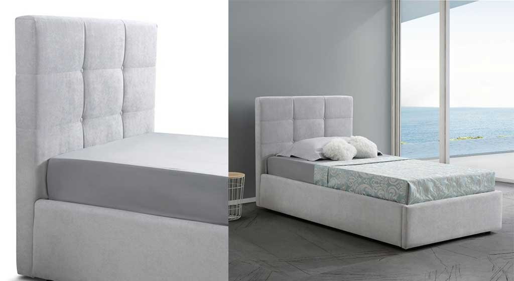 letto imbottito grigio tessuto sintetico resistente