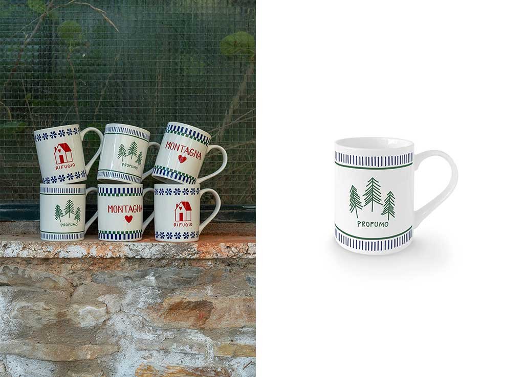 tazza ceramica grafica profumo abete montagna