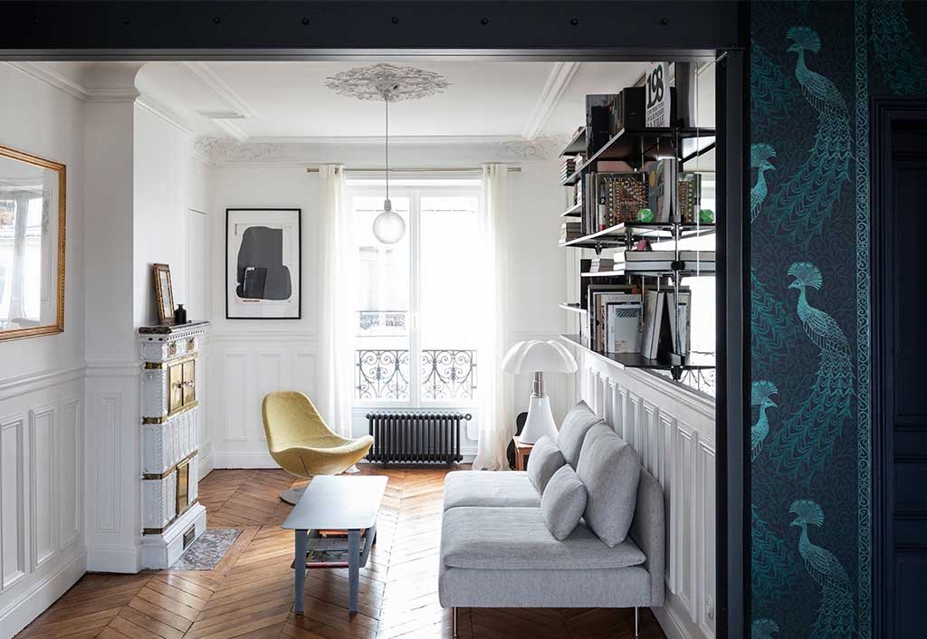 living-appartamento-epoca-hausmann-parigi