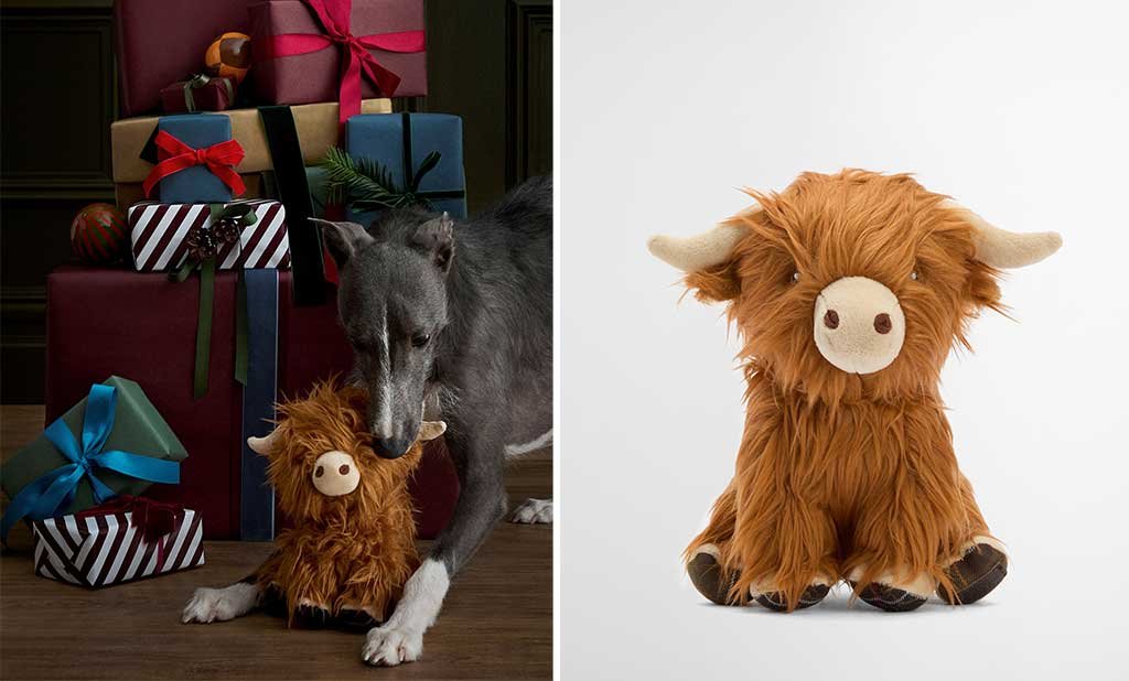 peluche-mucca-gioco-cane