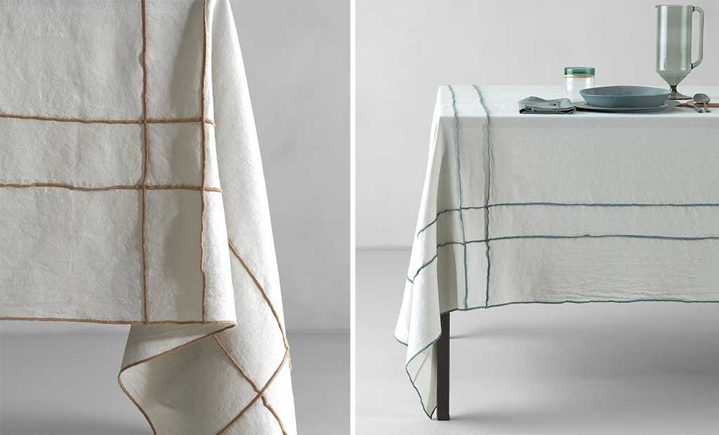 tovaglia misto cotone canapa ricamo rilievo