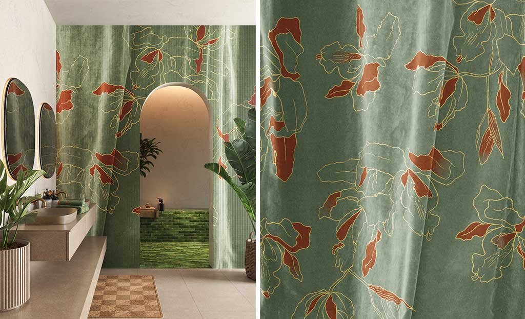 carta parati effetto tenda velluto