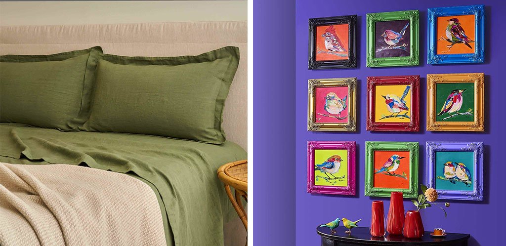 completo-letto-e-cornici-barocco colorate