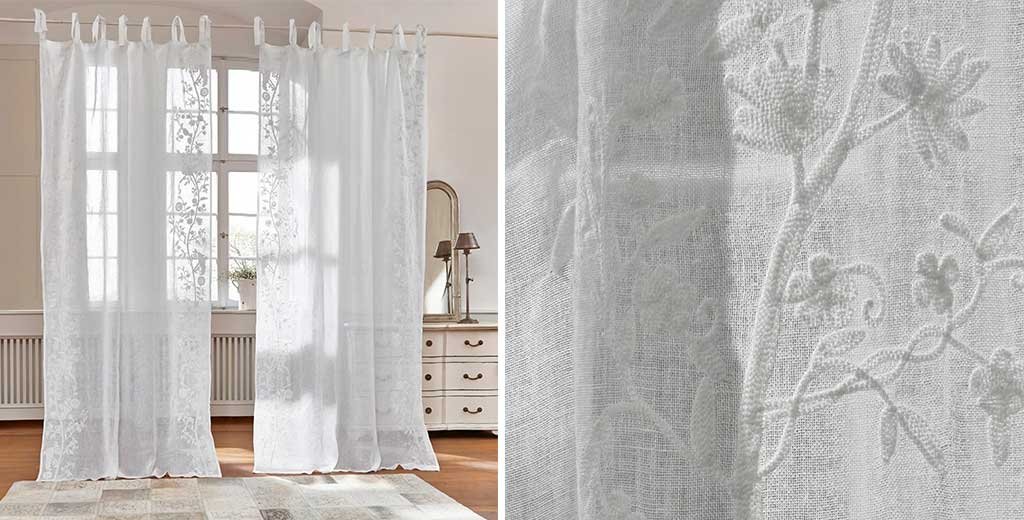 tenda semitrasparente ricamo