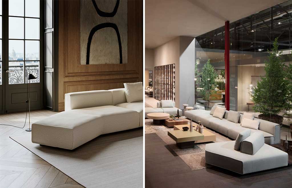 divano angolare grande modulare asimmetrico