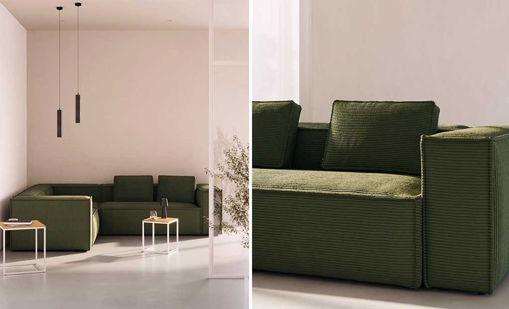 divano-angolare verde-velluto a coste