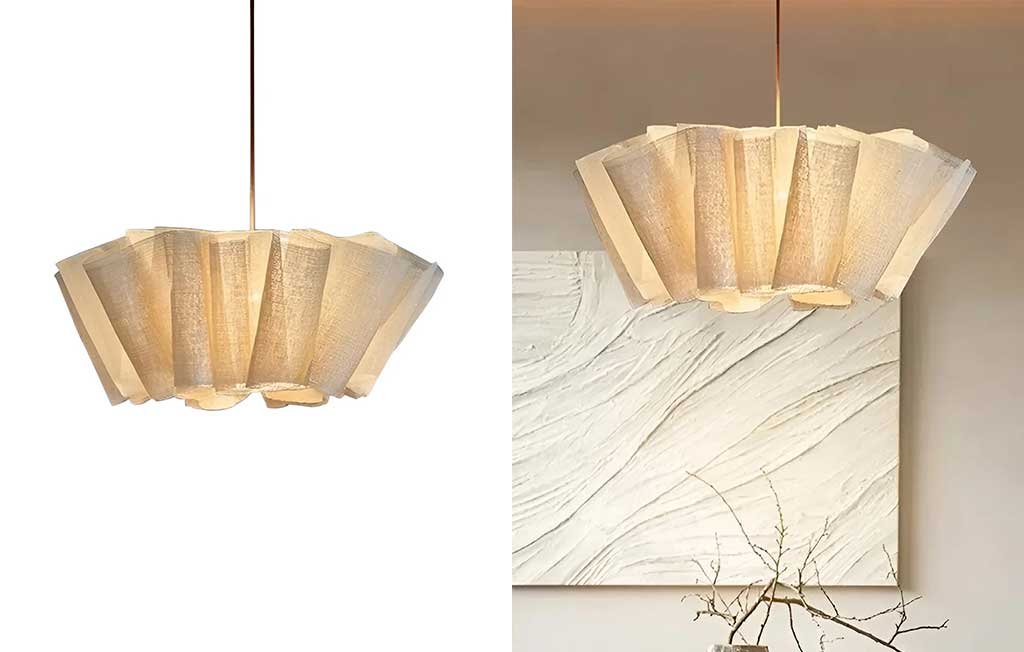 lampadario stile scandinavo in tessuto crema