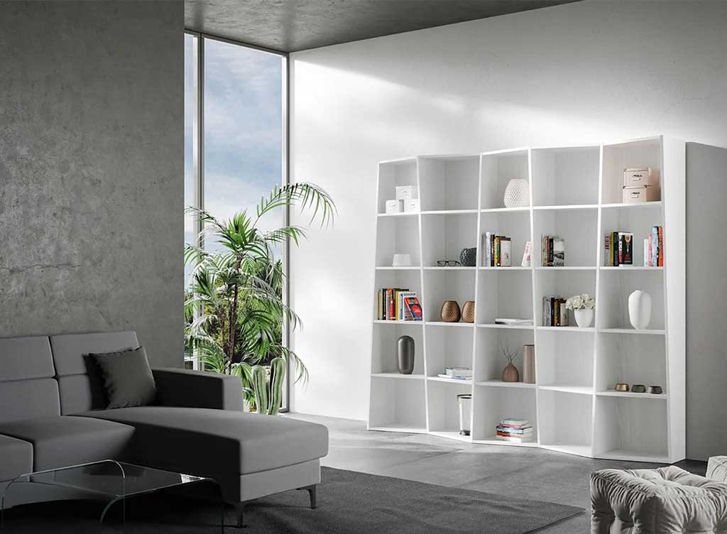 libreria cerea 5 elementi a giorno bianco