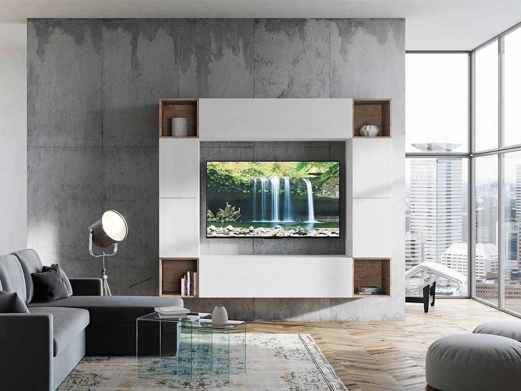 parete attrezzata pensili verticali e orizzontali colore bianco