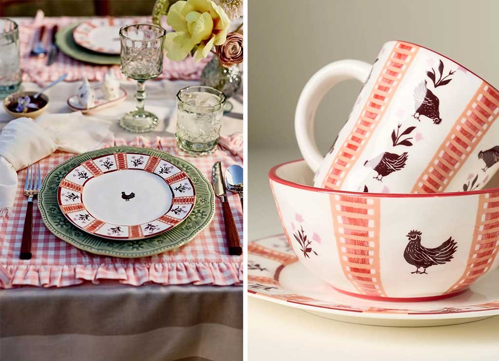 piatto-dessert-e-tazze-disegno-polli