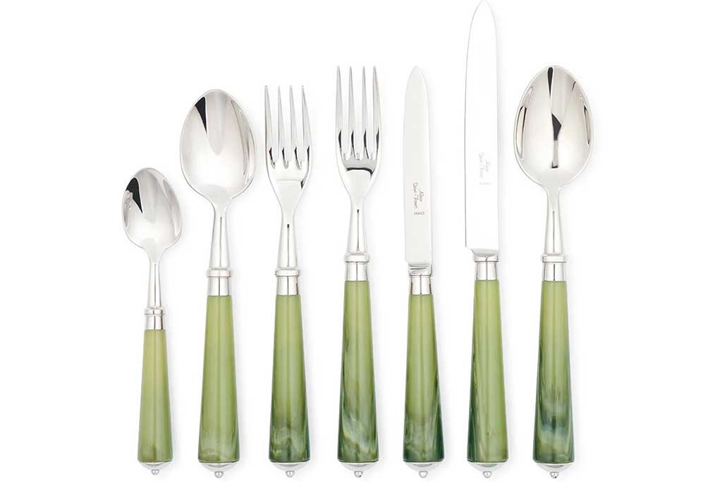 set posate manico resina verde