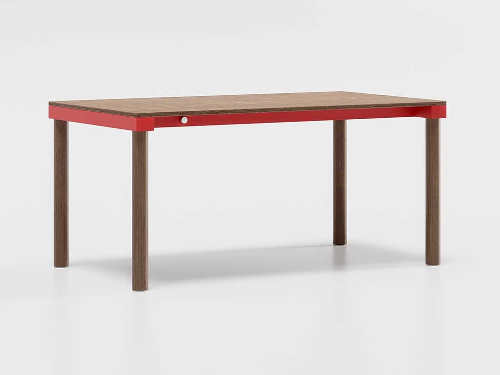 tavolo allungabile in legno con inserti colorati