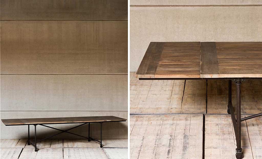 tavolo pranzo allungabile stile industriale con rotelle