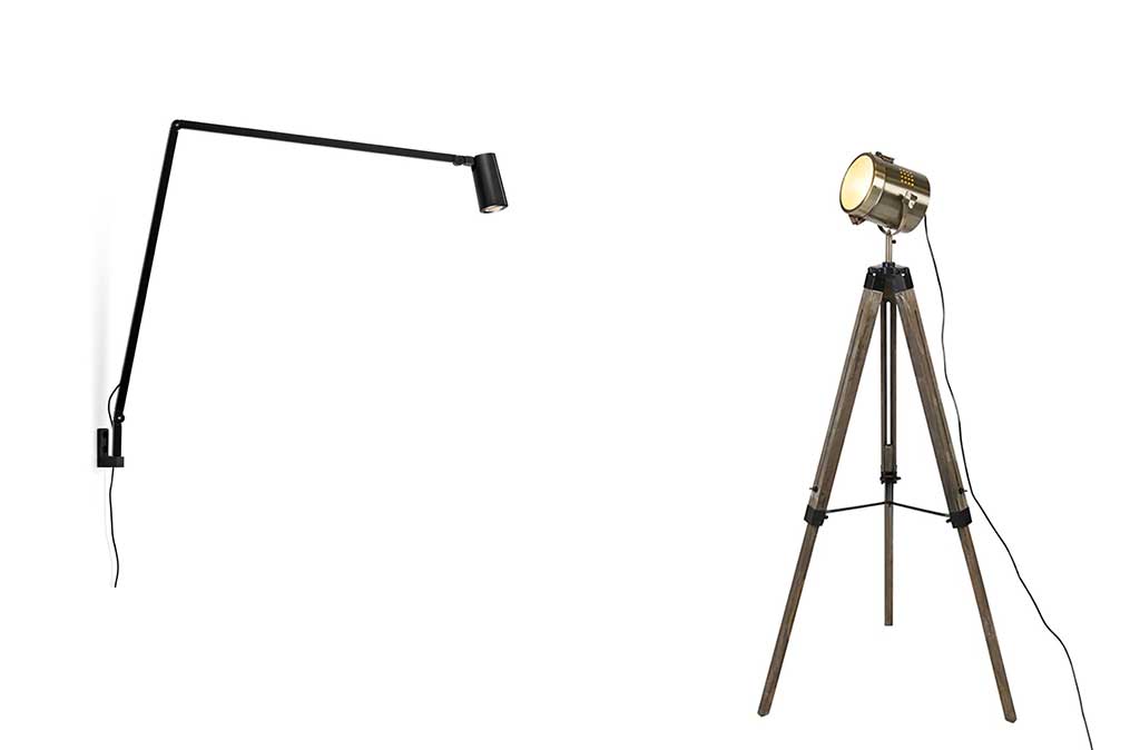 lampada-parete-e-lampada-terra stile industriale