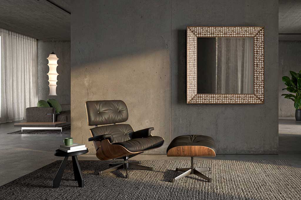 specchio quadrato con cornice retroilluminata