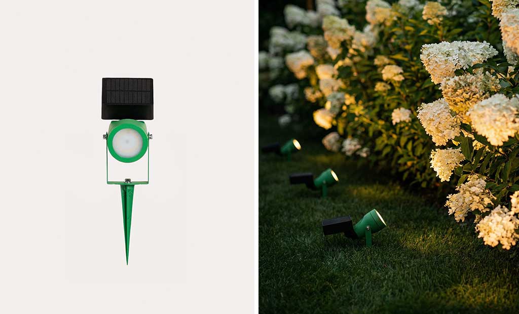 faretto giardino piantabile terreno ricarica solare