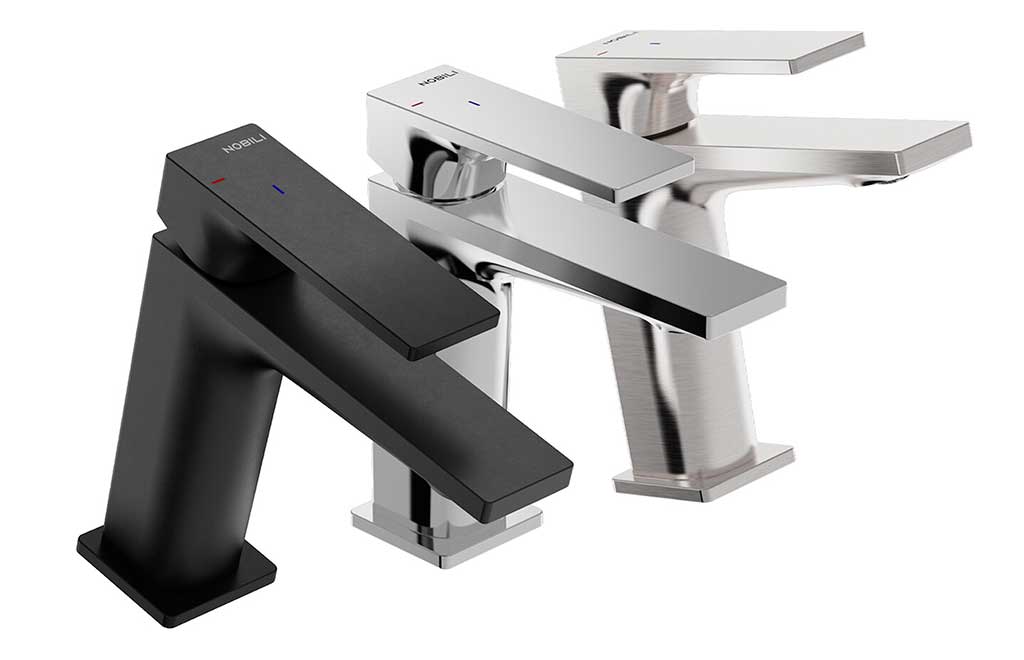 miscelatori design squadrato nero acciaio e cromo