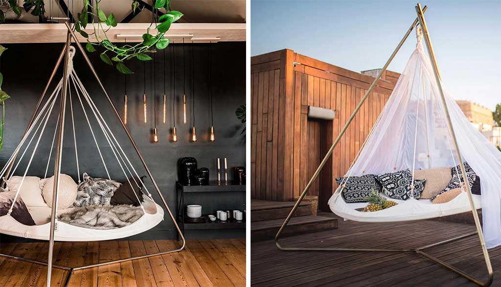 daybed sospeso dondolo stile tenda tiipii indiana