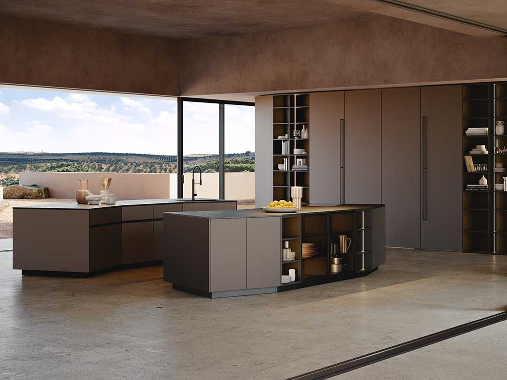 sistema cucina con basi e colonne ruotabili
