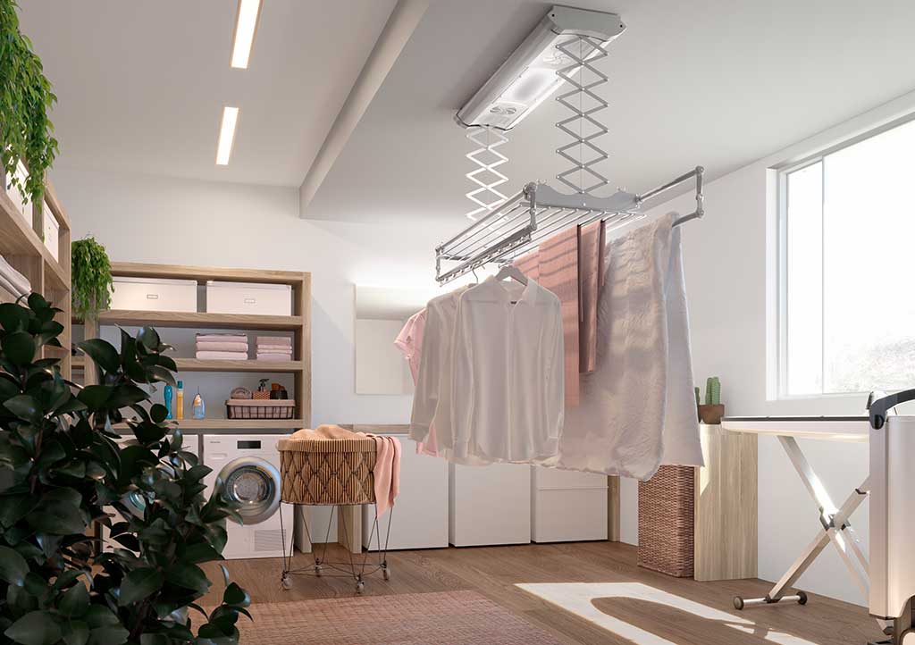 stendibiancheria-da-soffitto con telecomando