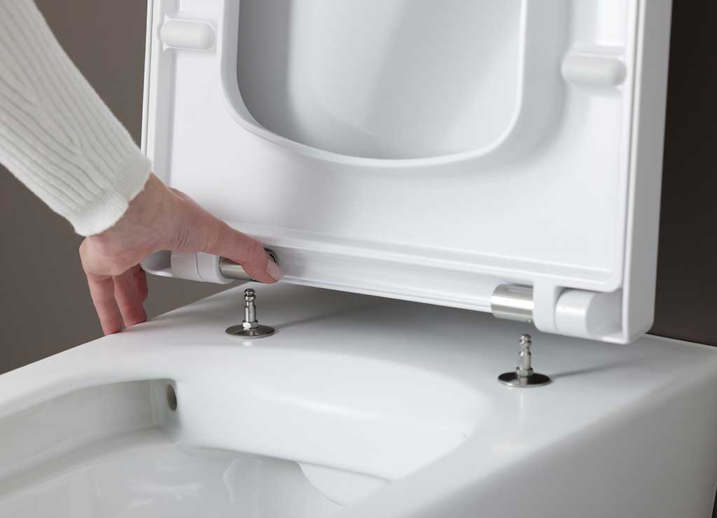 sedile wc facilmente rimovibile perni per pulizia superficie